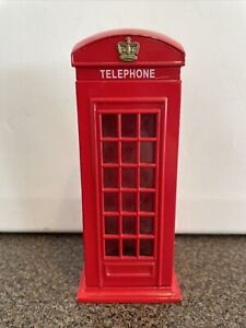 Vintage-Retro Red Metal Telephone Booth Coin Box-Piggy Bank MISSING STOPPER