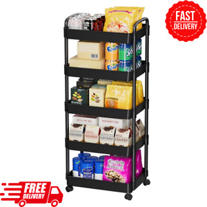 5-Tier Rolling Cart, Utility Cart with Lockable Wheels, Storage Cart,Craft cart,