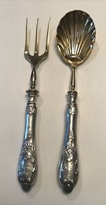 1930’s Latvian Russian 875 Silver Caviar Gilt Serving Set Spoon And Fork