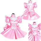 French Maid Girl Sissy Lockable Pink PVC Dress Cosplay Costume Tailor-made