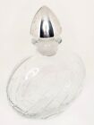 Vtg Sterling Silver Clear Cut Art Glass  Bottle/Decanter W/Silver Stopper-8