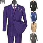 VINCI Men's Gangster Pinstripe Double Breasted 6 Button Classic Fit Suit NEW