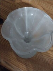 VINTAGE Glass Tulip Petal Shape Frosted  Dish Clear Frosted Pedestal