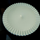 Fenton White Milk Glass Hobnail Pedestal Cake Stand Plate Ruffled Edge 12