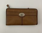 Fossil Vintage Maddox Marlow Leather Flap Clutch Wallet Brown