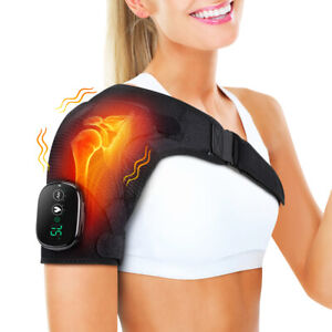 Electric Heated Vibration Shoulder Joint Pad Brace Therapy Massager Pain Relief