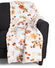 Berkshire Farmhouse Fall Leaf Fox Acorn Throw Blanket Soft Micro Plush 50x70 NEW