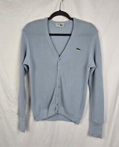 Vintage Lacoste Chemise Knit Blue Buttoned Lightweight Cardigan Sweater sz S