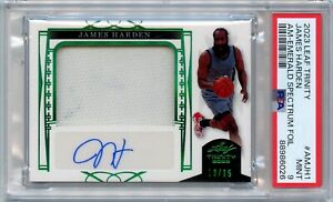 New Listing2023 Leaf Trinity James Harden EMERALD Patch Auto #'D 13/15 #JH1 PSA 9 CLIPPERS