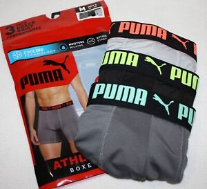 3 PUMA Performance Boxer Briefs M Athletic Fit Multicolor 3 PACK Underwear SALE