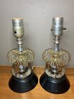 Vintage Atomic Table Lamp Pair 50’s Wire Spiral