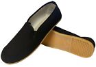 Sedroc Kung Fu Tai Chi Shoes Rubber Sole Slip On Canvas Wushu Slippers - Black