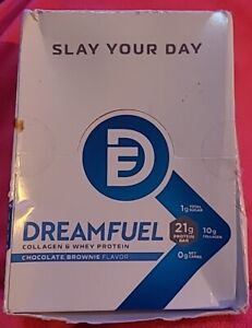 DreamFuel Collagen & Whey Protein Chocolate Brownie Flavor 12 Bars Exp7/24 (B)