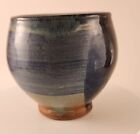 Handmade Studio Art Pottery Vase Redware Clay Drip Glaze Blues Greens Signed
