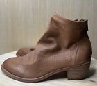 Isola Slouch Sancia Perforated Leather Camel Back Zip Women's 9.5M Low Heel