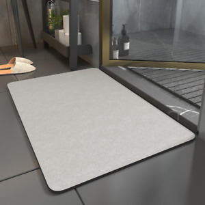 Diatomite Stone Bath Mat Bathroom Water Non Slip Doormat 16x24 in Grey Free Ship