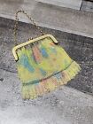 vintage 1930s painted mesh chain coin purse art deco small