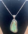 Navajo Sterling Silver Royston Turquoise Pendant & ￼Chain Signed K, Vintage
