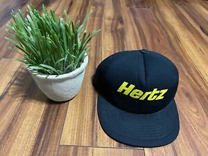 vtg 80's HERTZ by YUPOONG mens CAR RENTAL snapback HAT black CAP spellout