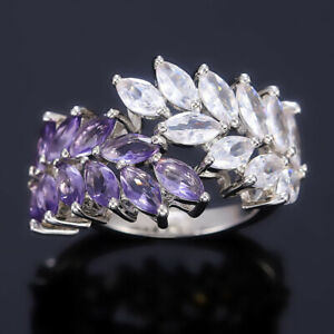 Luxury Cubic Zircon Women Wedding Jewelry 925 Silver Filled Ring Gift Sz 6-10