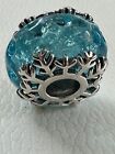Blue Snowflake Murano Glass Charm 925 ALE Sterling Silver Bracelet Charm
