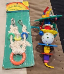 Bird Toys - LOT of 2 - Small/Med Bird NEW Mixed Beads/Gem/Rope FREE SHIPPING