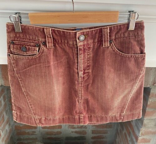 American Eagle Rust Colored Mini Skirt Corduroy Y2K Early 2000’s size 0