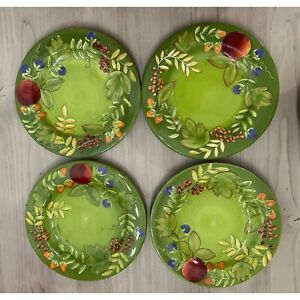 Gates Ware by Laurie Gates Salad Plates Set of 4 Fruit and Leaf Pattern