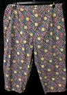 Sag harbor black fruit print multi pockets women's cropped pants 2X