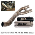 For Yamaha YZF R1 MT10 2015-2022 Black Exhaust Tips Muffler Mid Link Pipe System