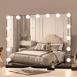 Hollywood Vanity Mirror Large Makeup Mirror w/Lights 15 LED Bulbs Dimmable USB