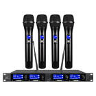 Wireless Microphone System Pro Audio UHF 4 Channel 4 Handheld Metal Dynamic Mic