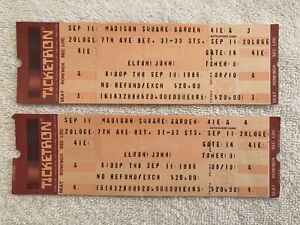 Elton John : 2 Full Unused Vintage Concert Tickets - 1986 Madison Square Garden