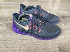 Nike Womens Free 5.0 642199-004 Gray Purple Lace Up Running Shoes Size 8.5