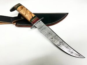 Bowie Knife Hunting Camping Damascus Blade 14