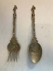 New ListingMONTAGNANI ITALY Ornate Silver Plated Brass Serving Spoon and Fork Set
