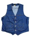 Vintage Wrangler Denim Vest Mens Extra Large Cowboy Blue Made In USA No Fault