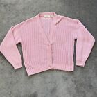 Vintage Huntington Ridge Pink Knit Cardigan Sweater Size Medium Ramie Cotton