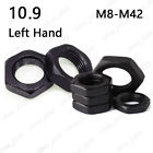 Black 10.9 Steel Left Hand Thread Thin Hex Nuts M8-M42