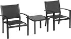 3 Pieces Patio Furniture Set, Outdoor Garden with Glass Top Table & 2 Lawn Chair