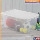 90 Quart Storage Box Plastic Stackable Bin Container w/ Lid Home Organization