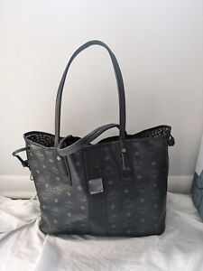 Authentic MCM Medium Reversible Liz Shopper tote bag BLACK