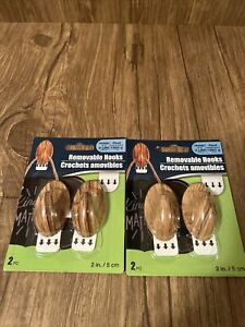 Two 2pc Removable Wood Color - Wall Hooks Holds up to 3lbs Wall Hangers