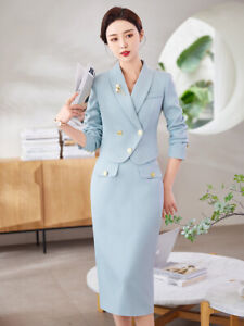 Pencil Skirt Blazer Suit Set Women Jacket Coat Career Business Work Size S - 2XL
