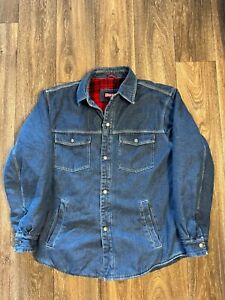 Vintage Craftsman Denim Flannel Plaid Fleece Lined Men’s Medium Jean Jacket