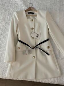 Zara Blazer Dress With Belt White Size XS