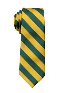 Boy's - Youth Green and Gold School College Striped Necktie  - NWT
