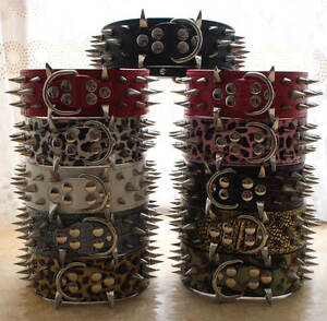 New Leather Spiked Studded Dog Collar for Large Breeds Pitbull Mastiff Terrier