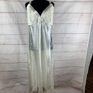 Flora Nikrooz Nightgown Lingerie Lace Adjustable Elastic 3X Plus Satin Silk