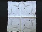 Victorian Fine Wedding handkerchief 'THE BEST'Completely handmade POINT DE GAZE